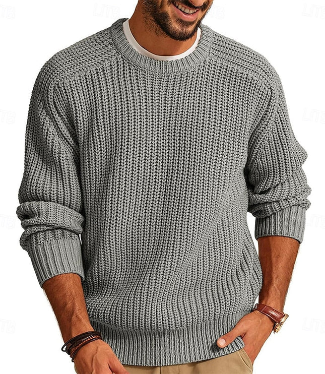 Men's Regular Fit Crewneck Pullover Sweater in Ribbed Knit