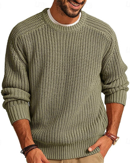 Men's Regular Fit Crewneck Pullover Sweater in Ribbed Knit