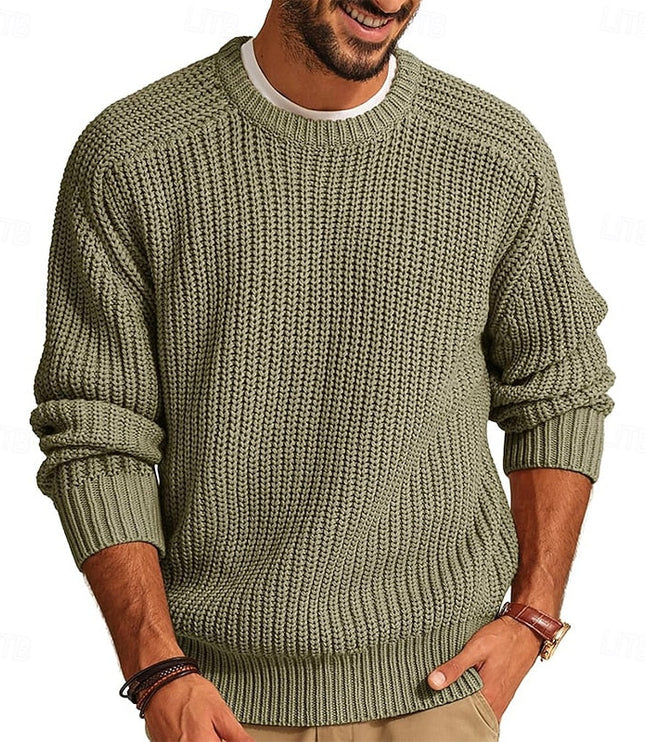 Men's Regular Fit Crewneck Pullover Sweater in Ribbed Knit