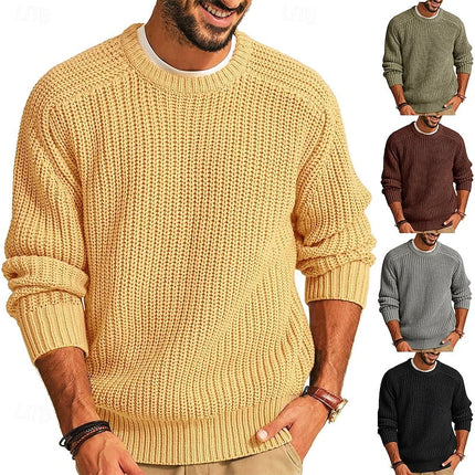 Men's Regular Fit Crewneck Pullover Sweater in Ribbed Knit