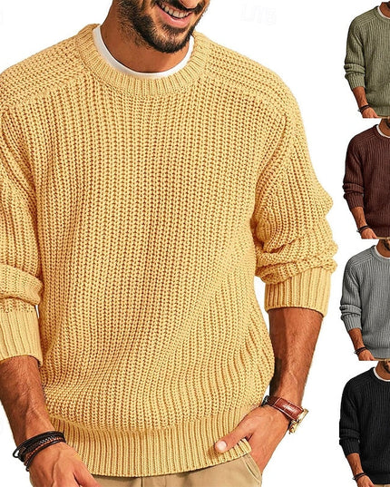 Men's Regular Fit Crewneck Pullover Sweater in Ribbed Knit