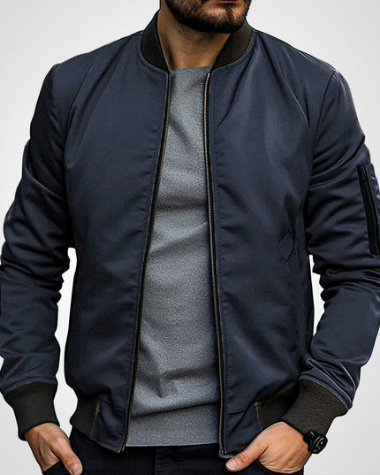 Men's Ribbed-Cuff Insulated Full-Zip Slim-Fit Bomber Jacket