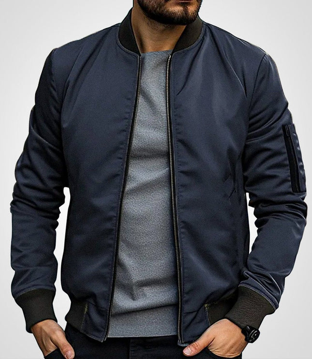 Men's Ribbed-Cuff Insulated Full-Zip Slim-Fit Bomber Jacket