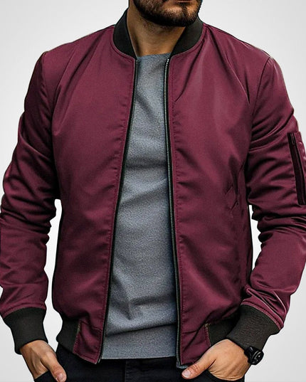 Men's Ribbed-Cuff Insulated Full-Zip Slim-Fit Bomber Jacket