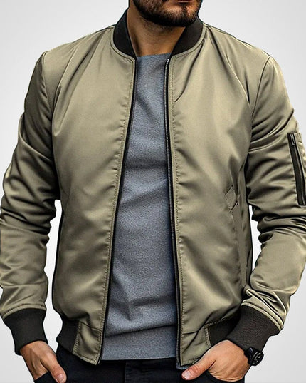 Men's Ribbed-Cuff Insulated Full-Zip Slim-Fit Bomber Jacket