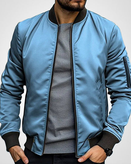 Men's Ribbed-Cuff Insulated Full-Zip Slim-Fit Bomber Jacket