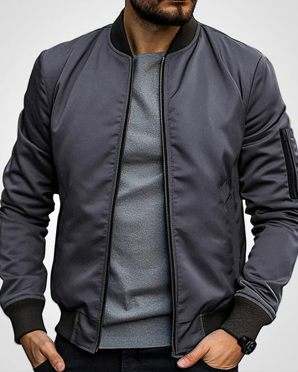 Men's Ribbed-Cuff Insulated Full-Zip Slim-Fit Bomber Jacket