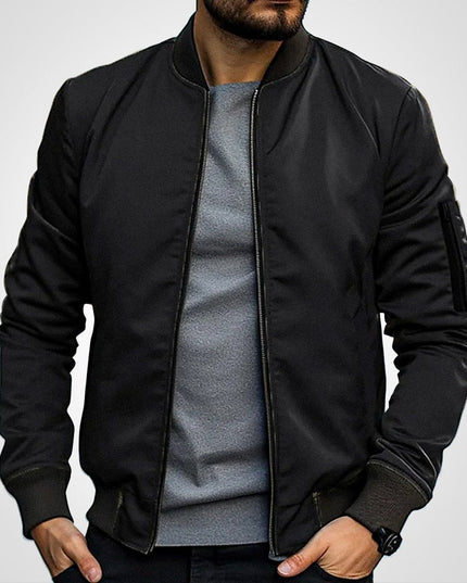 Men's Ribbed-Cuff Insulated Full-Zip Slim-Fit Bomber Jacket