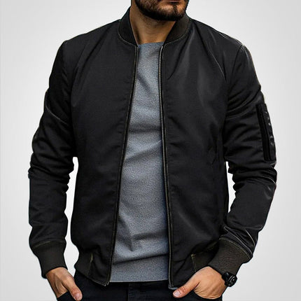 Men's Ribbed-Cuff Insulated Full-Zip Slim-Fit Bomber Jacket