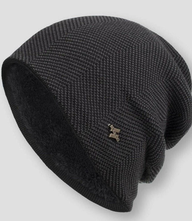 Men's Slouchy Winter Beanie Hat, Soft Lined Knit