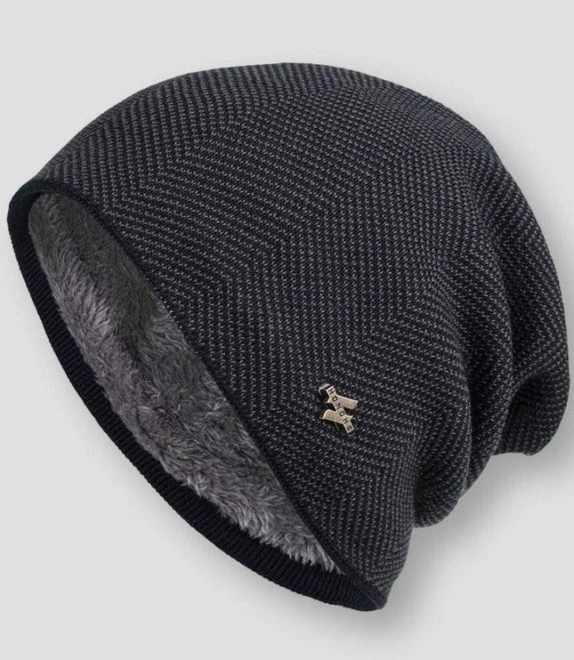 Men's Slouchy Winter Beanie Hat, Soft Lined Knit