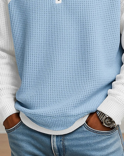Men's Stand Collar Waffle Knit Quarter Zip Pullover Sweater