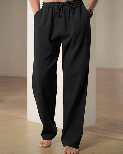Men's Straight Leg Casual Pants, Elastic Drawstring Waist