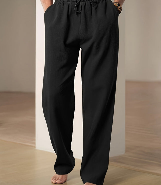 Men's Straight Leg Casual Pants, Elastic Drawstring Waist