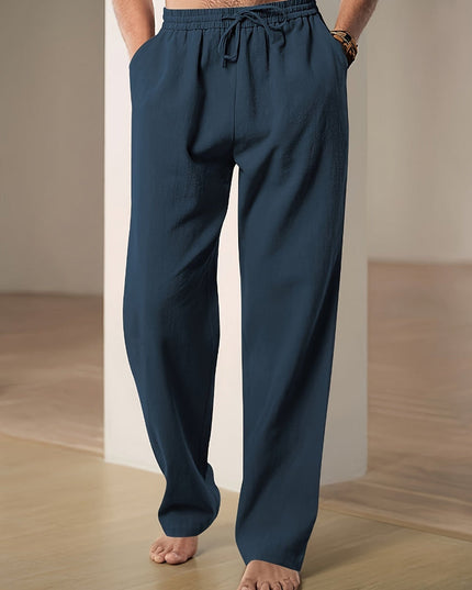 Men's Straight Leg Casual Pants, Elastic Drawstring Waist