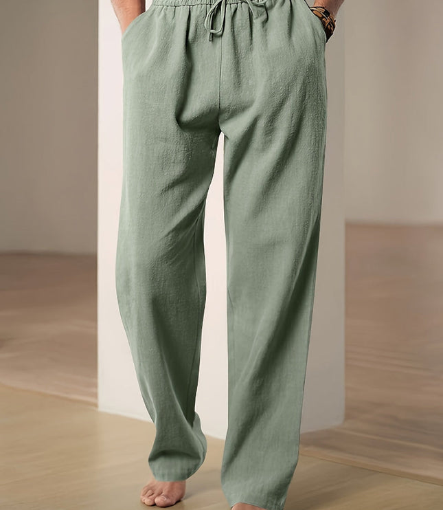 Men's Straight Leg Casual Pants, Elastic Drawstring Waist