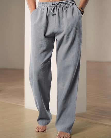 Men's Straight Leg Casual Pants, Elastic Drawstring Waist