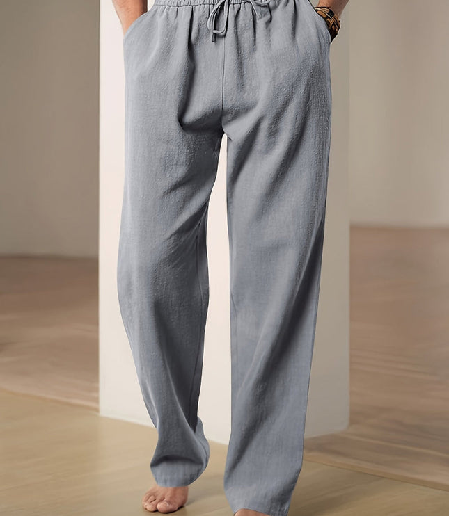 Men's Straight Leg Casual Pants, Elastic Drawstring Waist