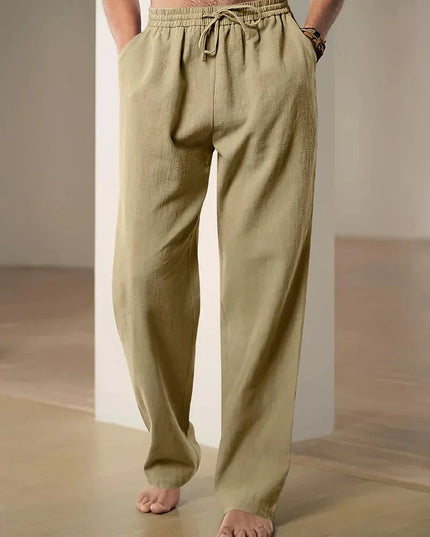 Men's Straight Leg Casual Pants, Elastic Drawstring Waist