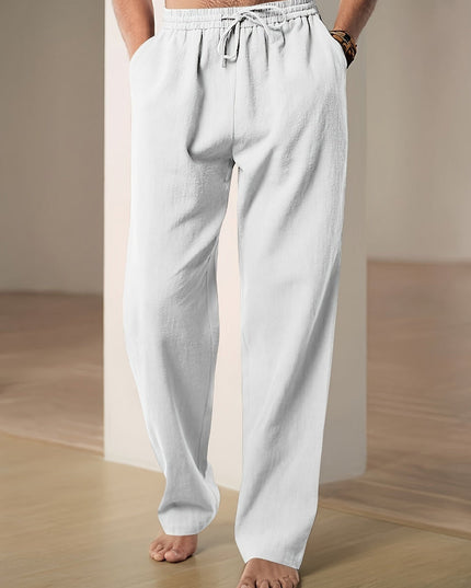 Men's Straight Leg Casual Pants, Elastic Drawstring Waist