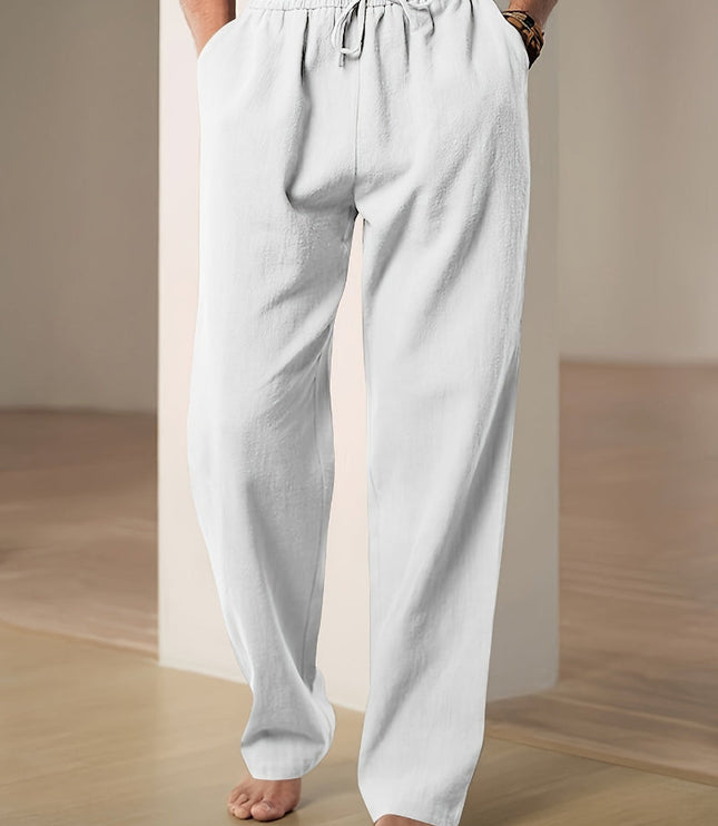 Men's Straight Leg Casual Pants, Elastic Drawstring Waist