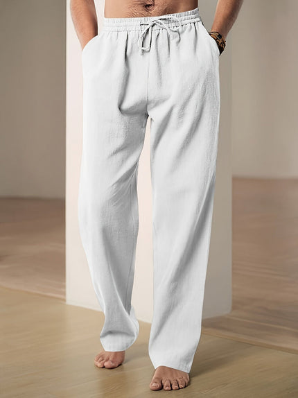 Men's Straight Leg Casual Pants, Elastic Drawstring Waist