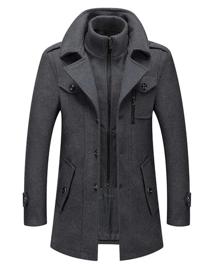 Men's Two Piece Winter Overcoat with Removable Lined Vest