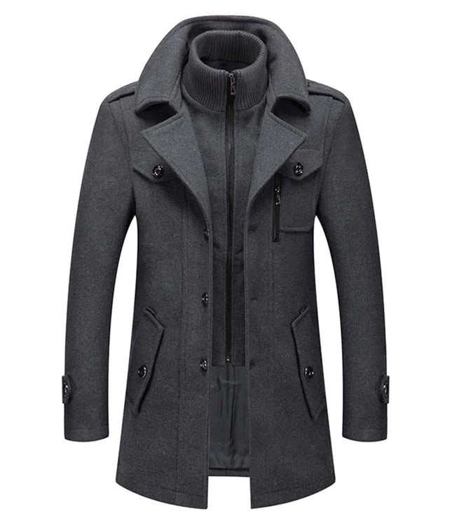 Men's Two Piece Winter Overcoat with Removable Lined Vest