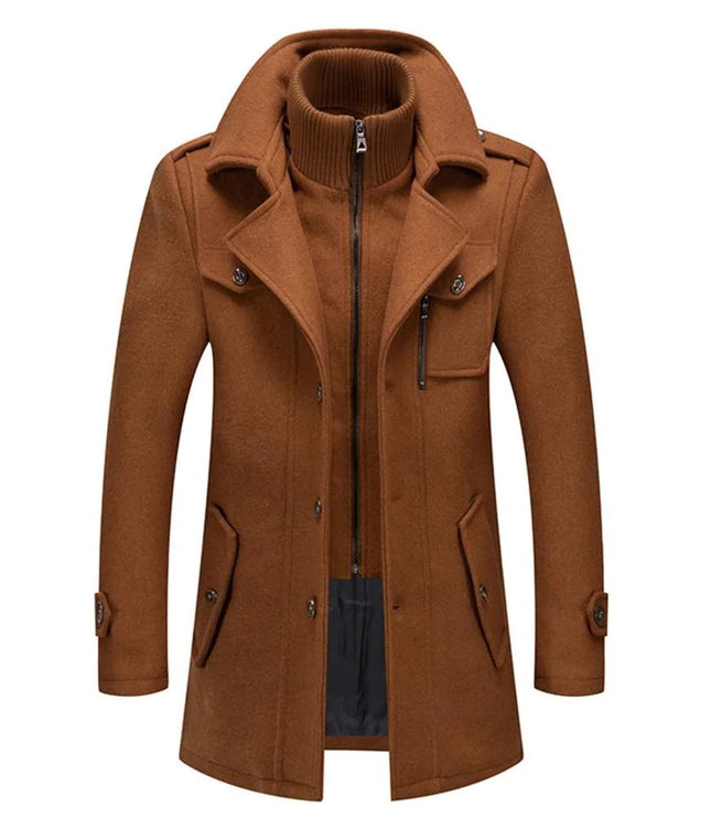 Men's Two Piece Winter Overcoat with Removable Lined Vest