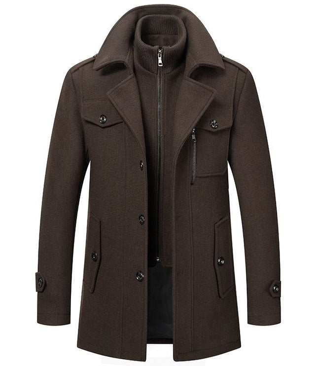 Men's Two Piece Winter Overcoat with Removable Lined Vest