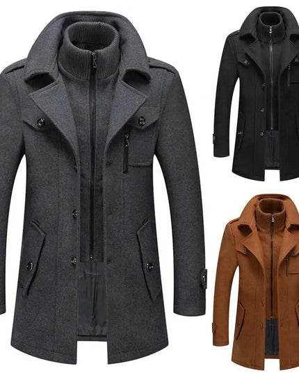 Men's Two Piece Winter Overcoat with Removable Lined Vest