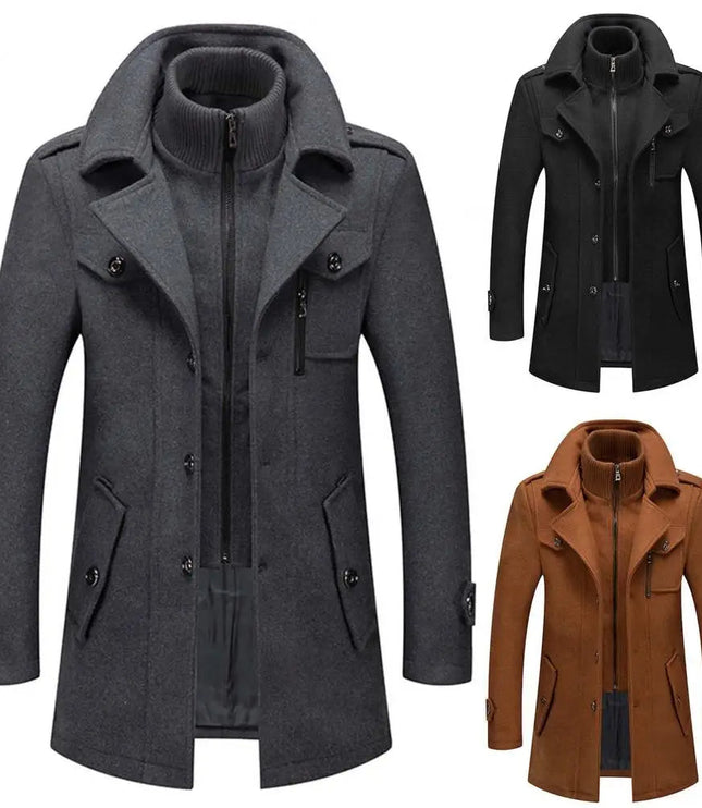 Men's Two Piece Winter Overcoat with Removable Lined Vest