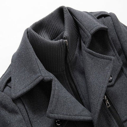 Men's Two Piece Winter Overcoat with Removable Lined Vest