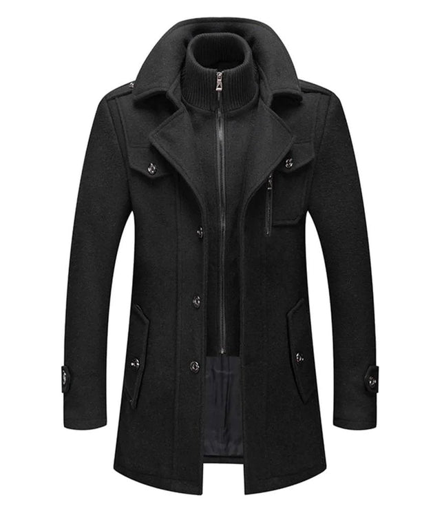 Men's Two Piece Winter Overcoat with Removable Lined Vest