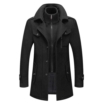 Men's Two Piece Winter Overcoat with Removable Lined Vest