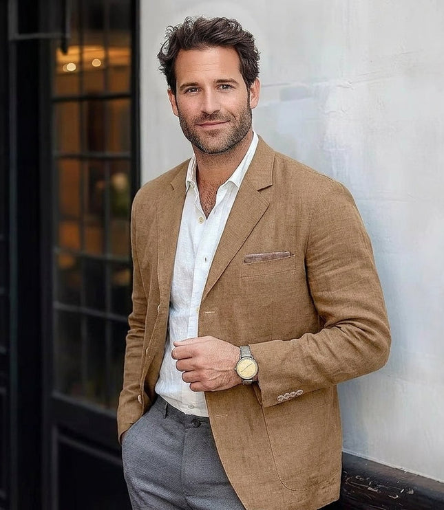 Men's Unstructured Sport Coat Blazer in Lightweight Linen