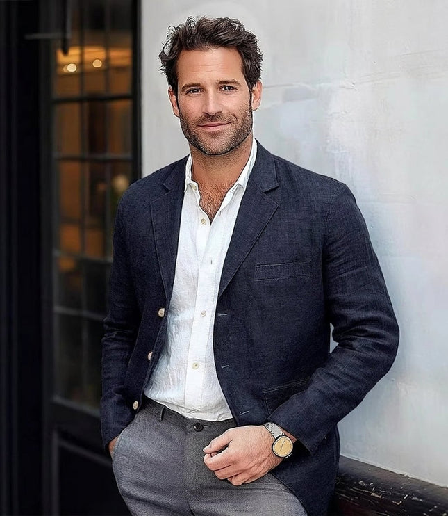Men's Unstructured Sport Coat Blazer in Lightweight Linen
