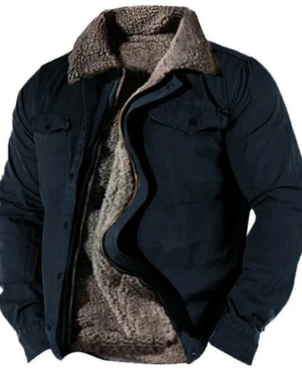 Men's Western Snap Button Sherpa Lined Cardigan Jacket