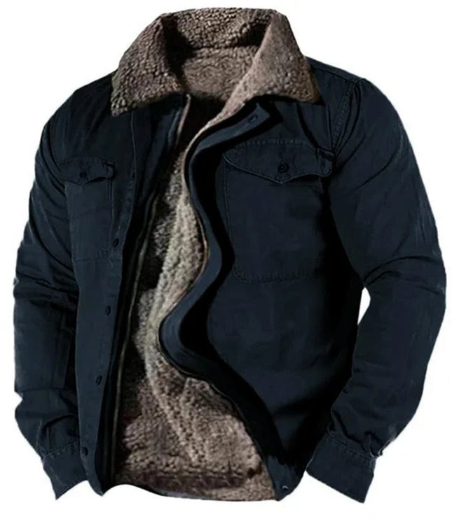 Men's Western Snap Button Sherpa Lined Cardigan Jacket