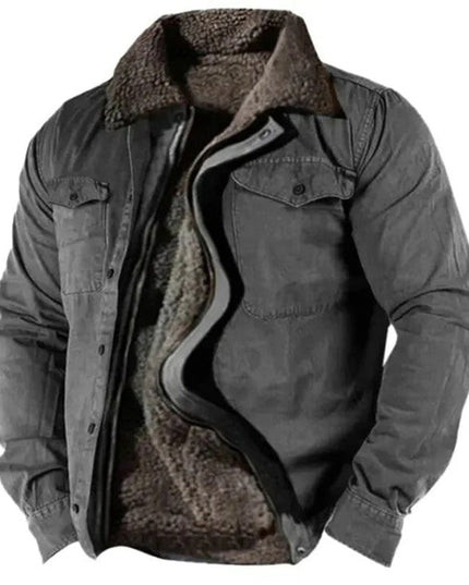 Men's Western Snap Button Sherpa Lined Cardigan Jacket