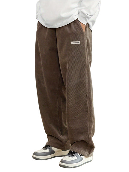 Men's Wide Leg Straight Baggy Corduroy Casual Pants