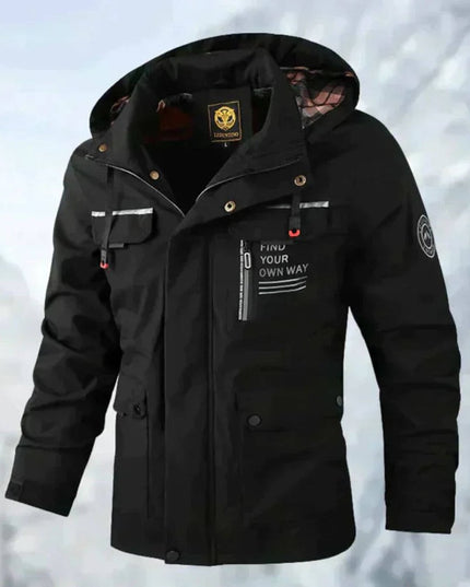 Men's Windproof Hooded Quilted Waterproof Outdoor Jacket