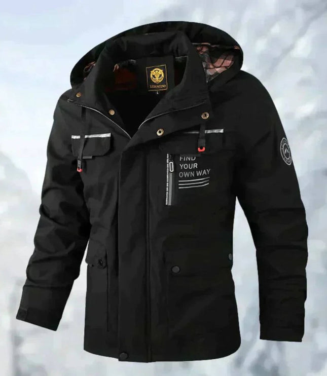 Men's Windproof Hooded Quilted Waterproof Outdoor Jacket