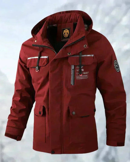 Men's Windproof Hooded Quilted Waterproof Outdoor Jacket