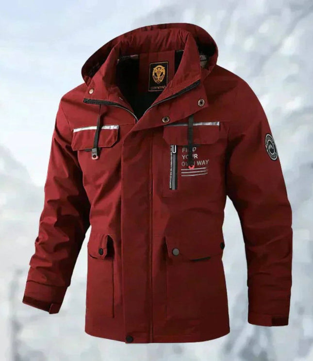 Men's Windproof Hooded Quilted Waterproof Outdoor Jacket