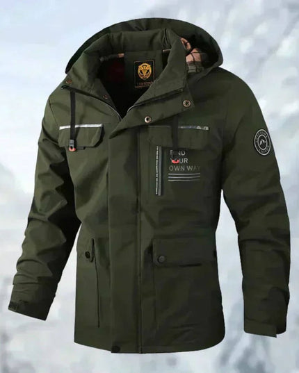 Men's Windproof Hooded Quilted Waterproof Outdoor Jacket