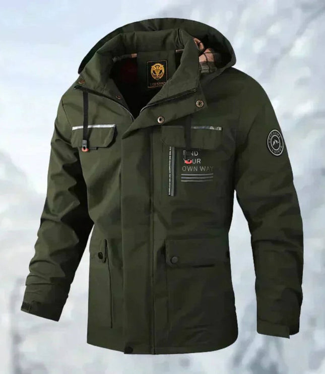 Men's Windproof Hooded Quilted Waterproof Outdoor Jacket
