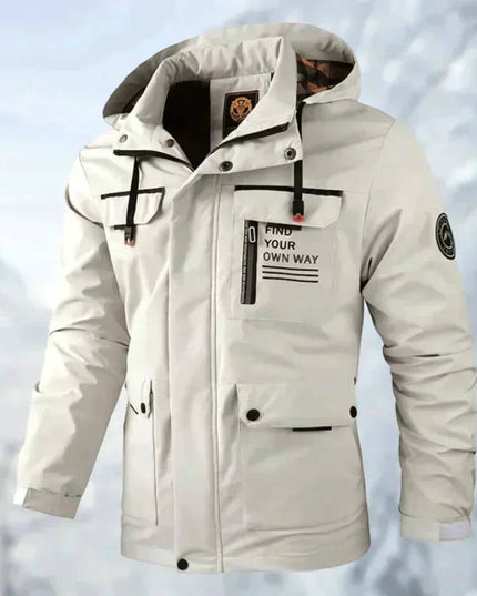 Men's Windproof Hooded Quilted Waterproof Outdoor Jacket