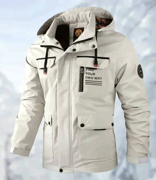 Men's Windproof Hooded Quilted Waterproof Outdoor Jacket