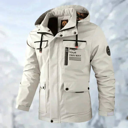 Men's Windproof Hooded Quilted Waterproof Outdoor Jacket